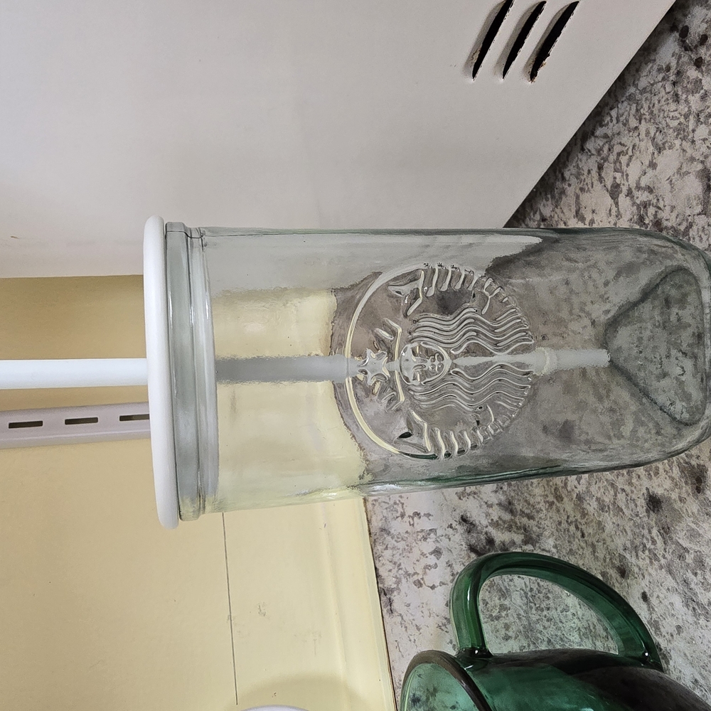 Starbucks Clear Glass Tumbler with Straw